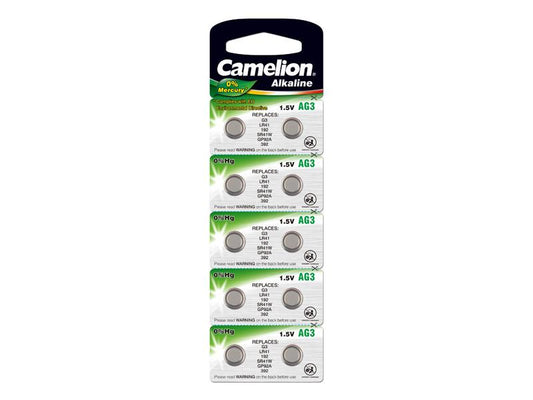 Pack de 10 piles Camelion Alcaline AG3 0% Mercury/Hg