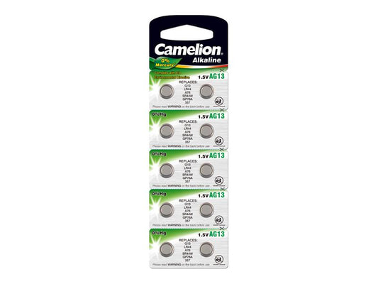 Pack de 10 piles Camelion Alcaline AG13 0% Mercury/Hg