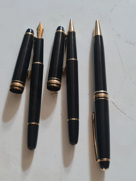 Lot 3 Stylo Mont Blanc Meisterstuck.
Plume or 18K 750 , Rollerball M 003 , Ball Pen Refill M 901 G