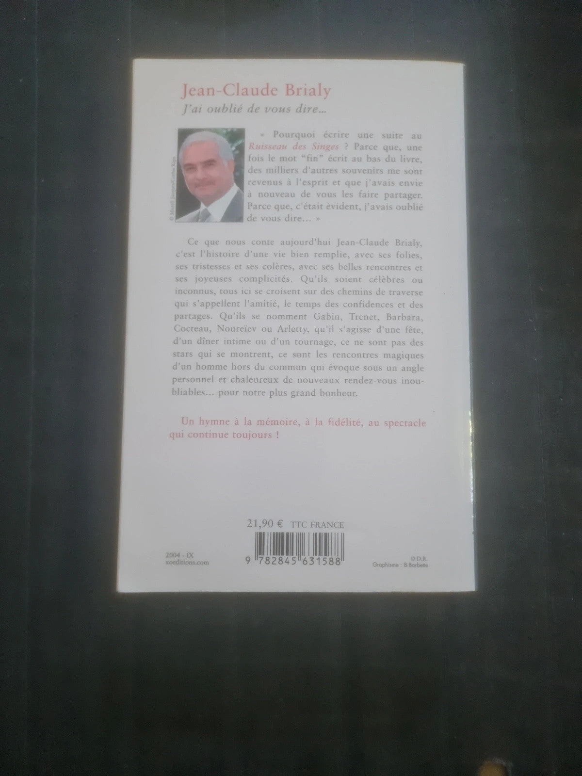 J'ai oublié de vous dire , Jean-Claude Brialy