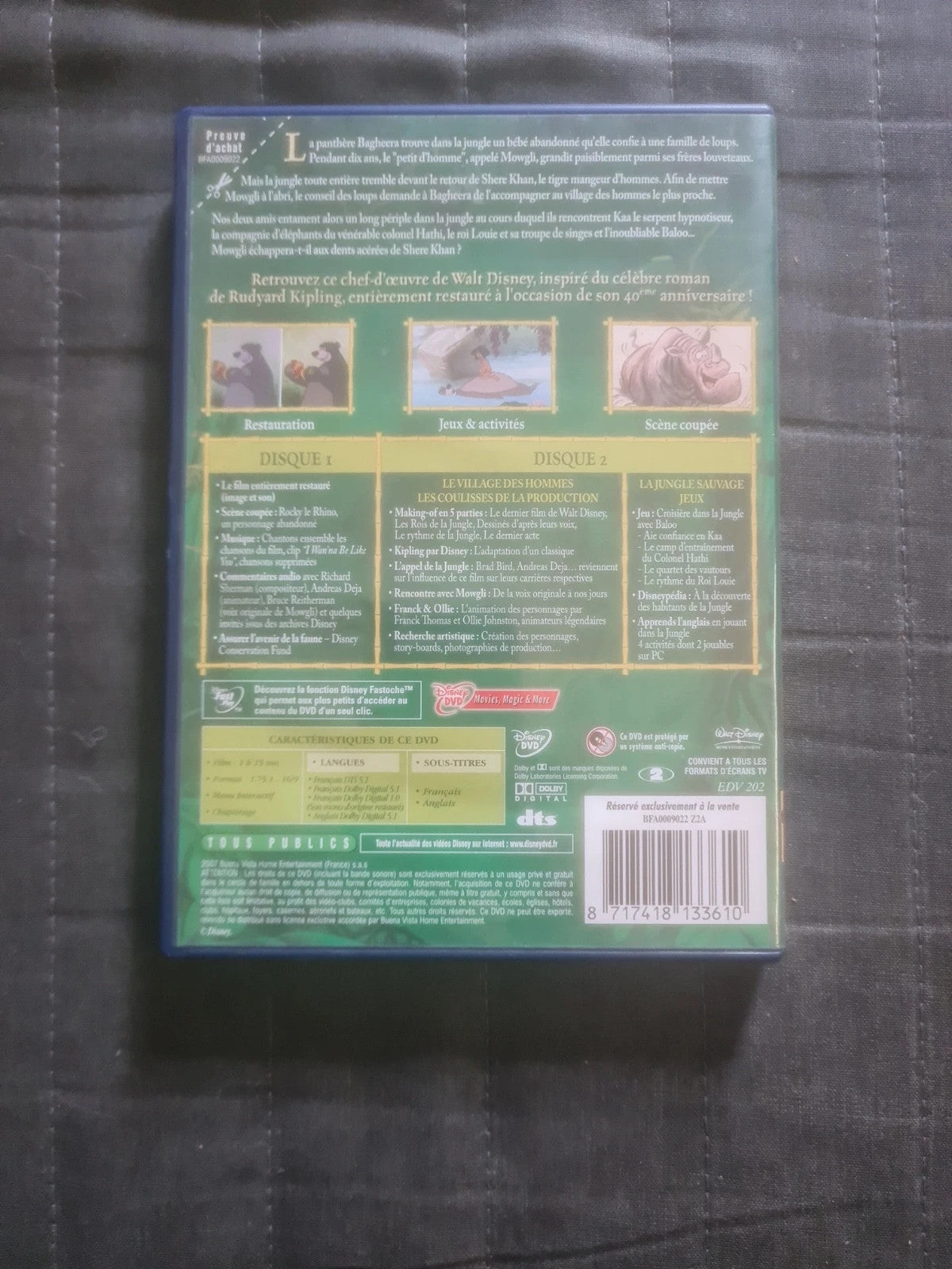 Dvd Disney le livre de la jungle 40ème anniversaire