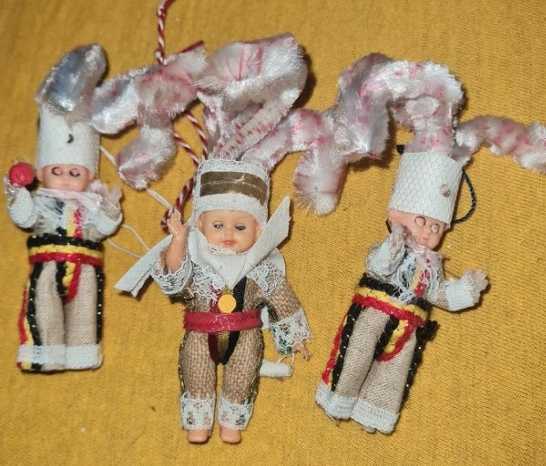 3 poupée Ancienne Folklorique Mardi gras Belgique