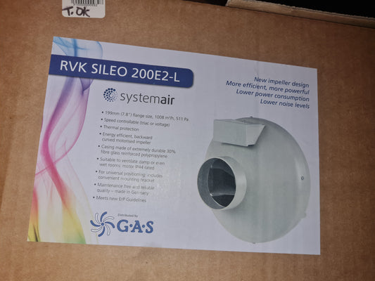 Extracteur d'air Tubulaire RVK Systemair Sileo 200E2-L 1008 m³/h (199mm)