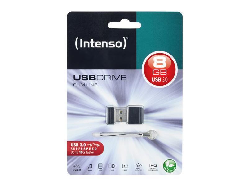 Clé USB 8GB Intenso FlashDrive Slim Line 3.0 - blister noir